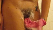 Hairy cunts and clits Washing my hairy cunt and ass. playing with pussy hairy
