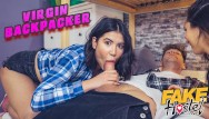 Teenie virgin nude Fake hostel virgin backpacker takes a big cock in threesome