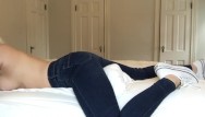 Woman in tight jeans fetish Pillow humping in her tight jeans