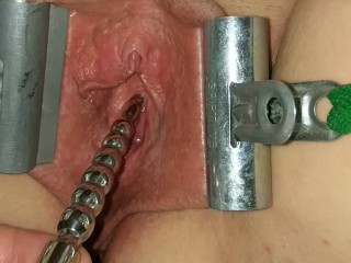 Female Urethral Sounding Orgasm Stretched & Clamped Pussy S&M Medical Play