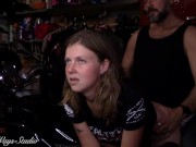 Hot Biker Babe Takes a Hard Ass Fucking Bent Over My Motorcycle Lavender Joy and Wicked 4/16