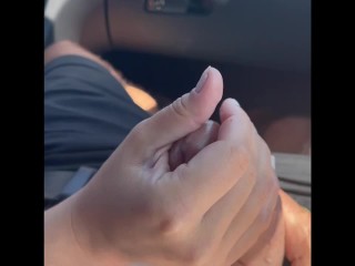 Hitchhiking – Horny stepmom jerks cock while driving her car