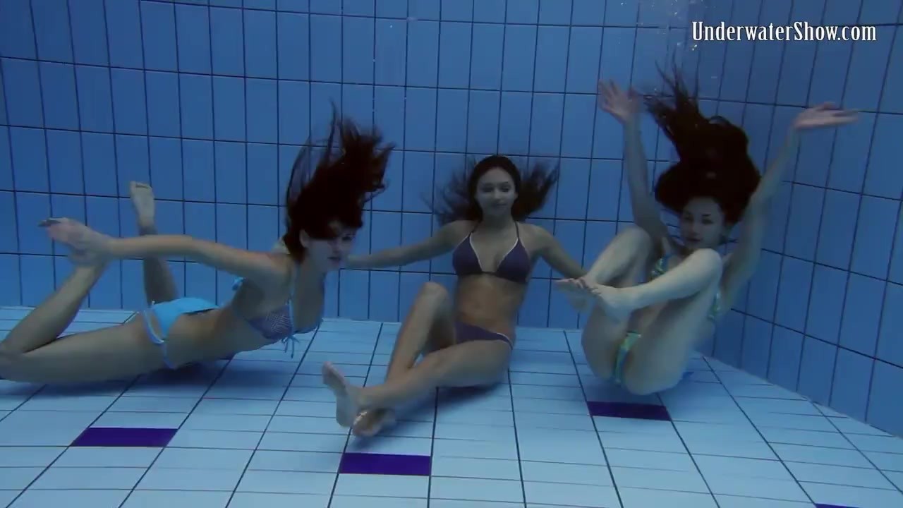 Horny babes swim nude underwater